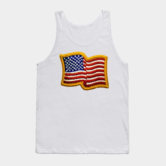 Embroidery American Flag Sticker Tank Top by anacarminda